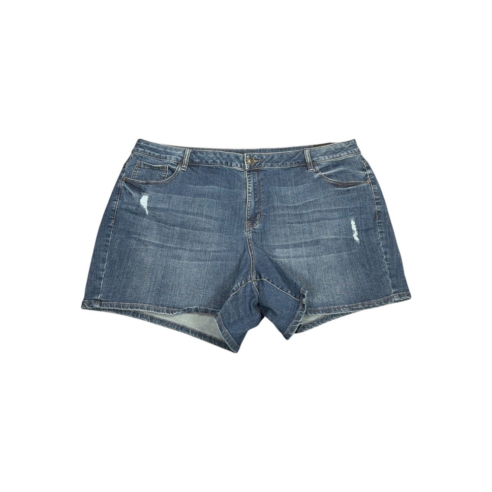 Venezia Lane Bryant Womens Plus Size 24 Distressed Denim Jean Shorts Medium Wash